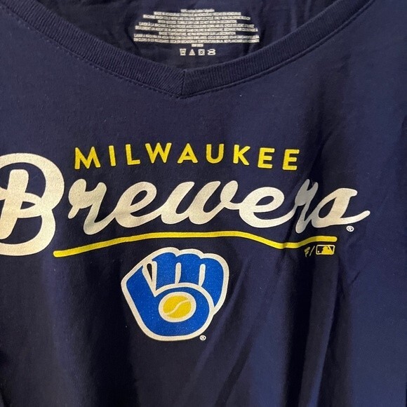 Milwaukee Brewers T-shirt Womens Sz L Fanatics MLB Long Sleeve Tee team baseball - Picture 2 of 6